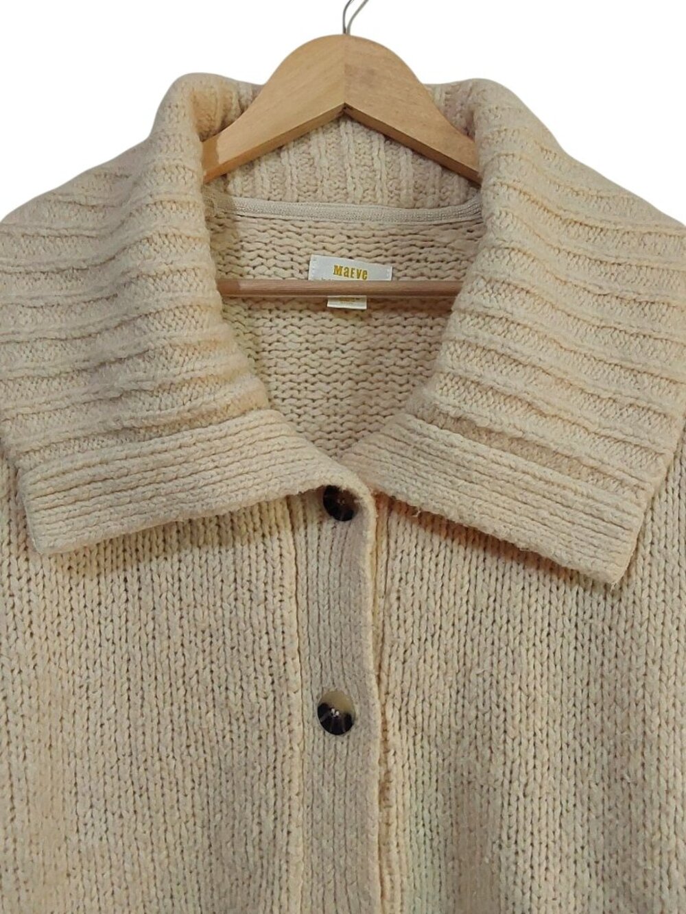 Maeve Anthropologie Wool-Blend Chunky Cardigan Sweater Jacket Coatigan Boho - M - Picture 6 of 10